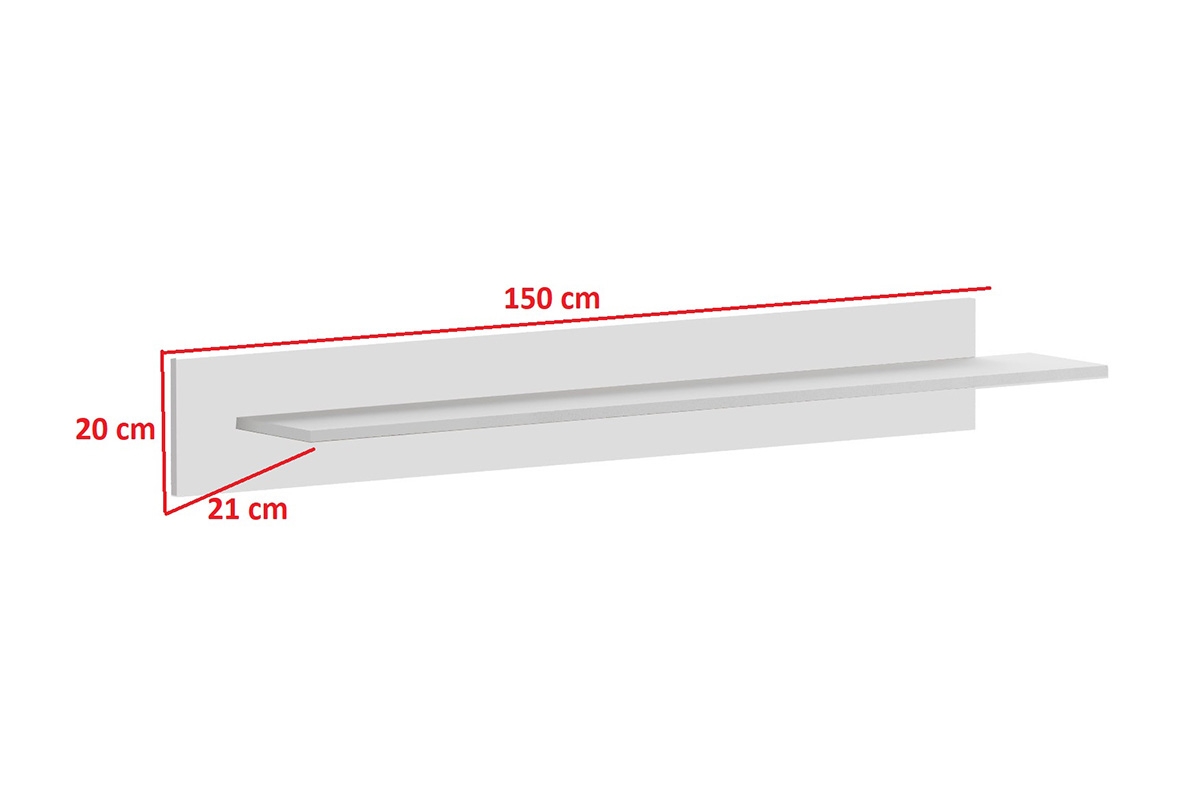 Polica na stenu Nalor - biely lesk Biela Polica .