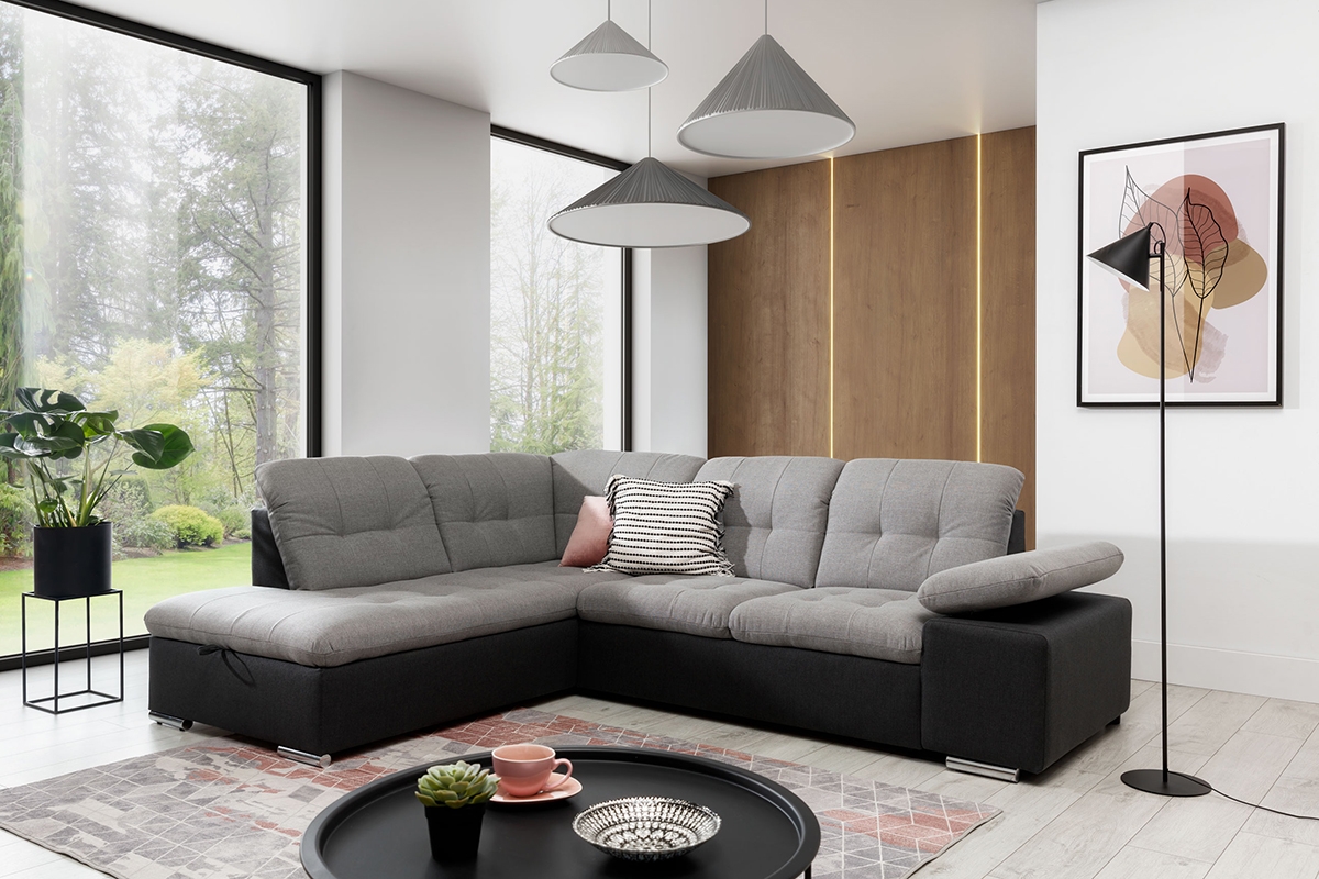 Rohová sedacia súprava Palermo L ľavá - šedá / grafitová pletenina Inari 91/95 Rohová sedacia súprava ľavostranná . Palermo L 