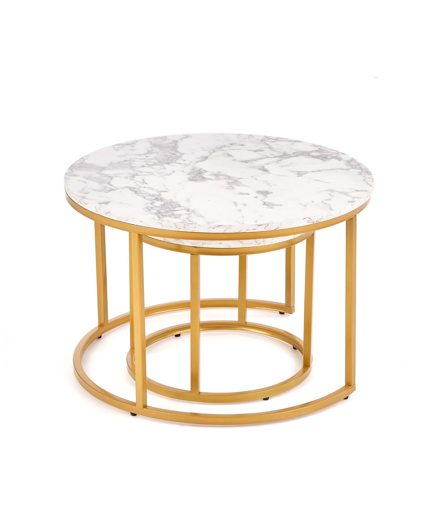 PAOLA dohányzóasztal szett - 2db - márvány / arany paola Komplet 2 konferečních stolků, mramor / Zlatý