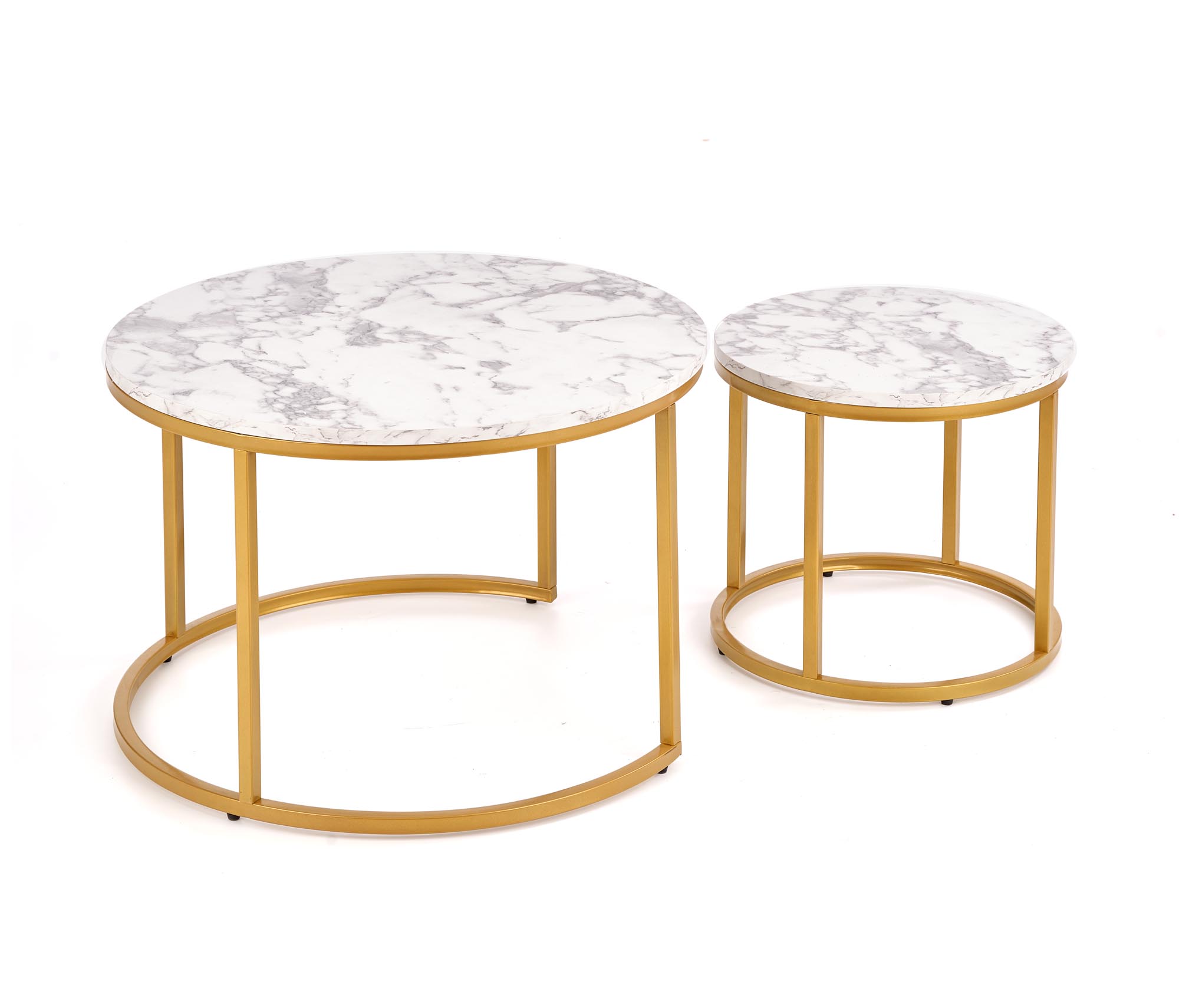 PAOLA dohányzóasztal szett - 2db - márvány / arany paola Komplet 2 konferečních stolků, mramor / Zlatý