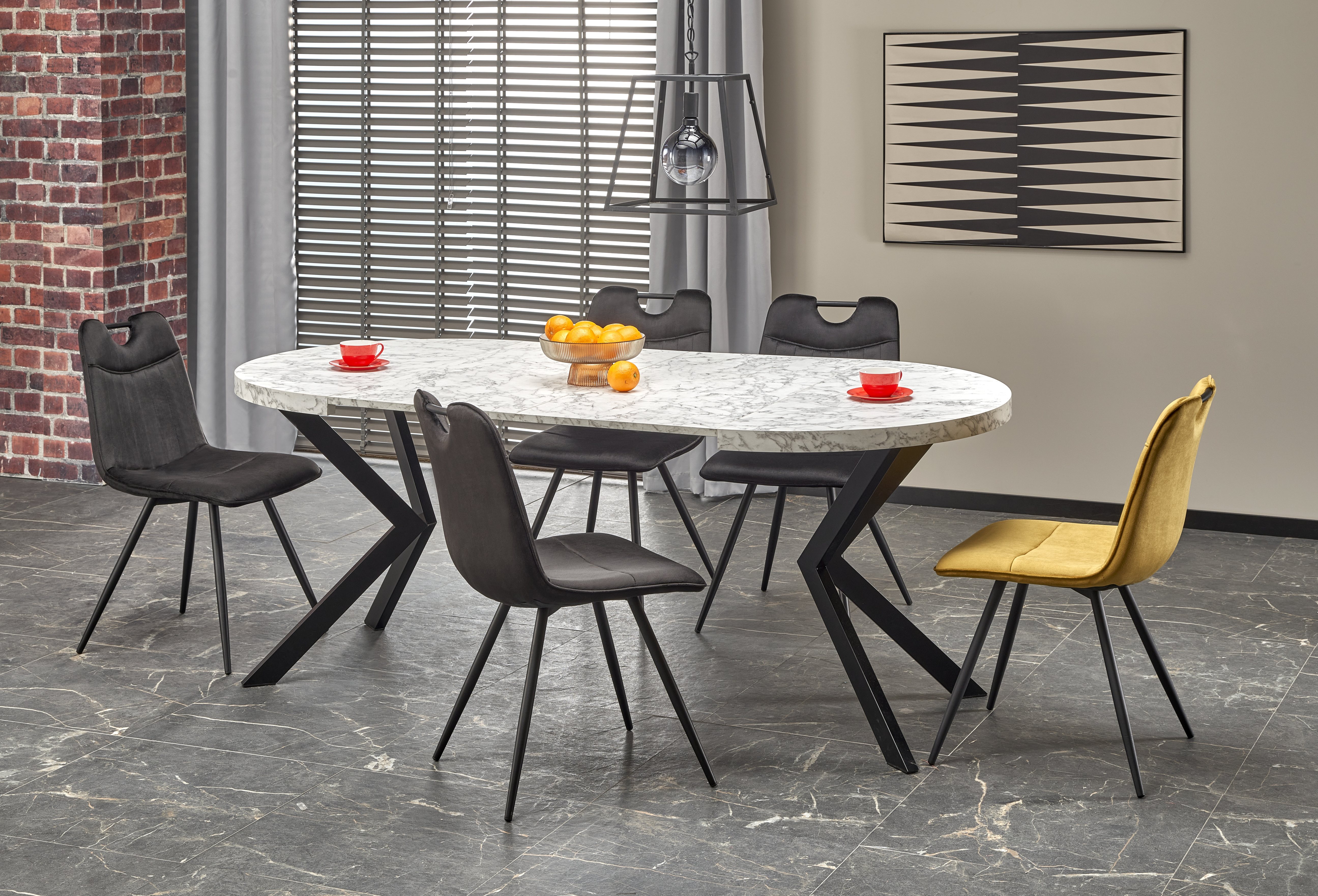 PERONI összecsukható asztal - fehér márvány - fekete (2p=1db) peroni stůl rozkladany Bílý mramor - Fekete (2p=1szt)