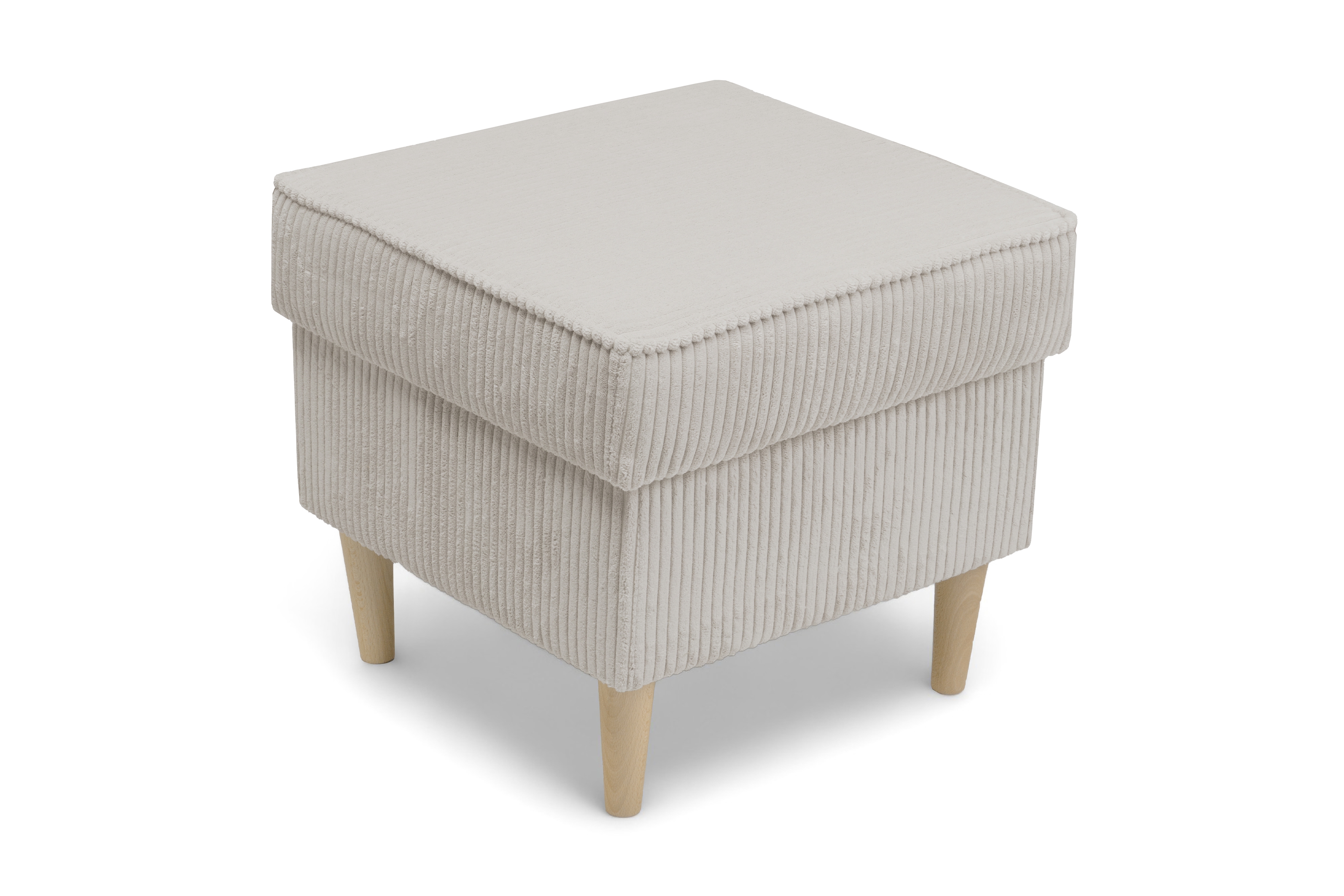 Podnožka křesla ušák Vilano - krémový manšestr Poso 100 / nohy buk Podnožka do fotela Ušák Vilano - jasný béžový manšestr Poso 100 / Nohy buk