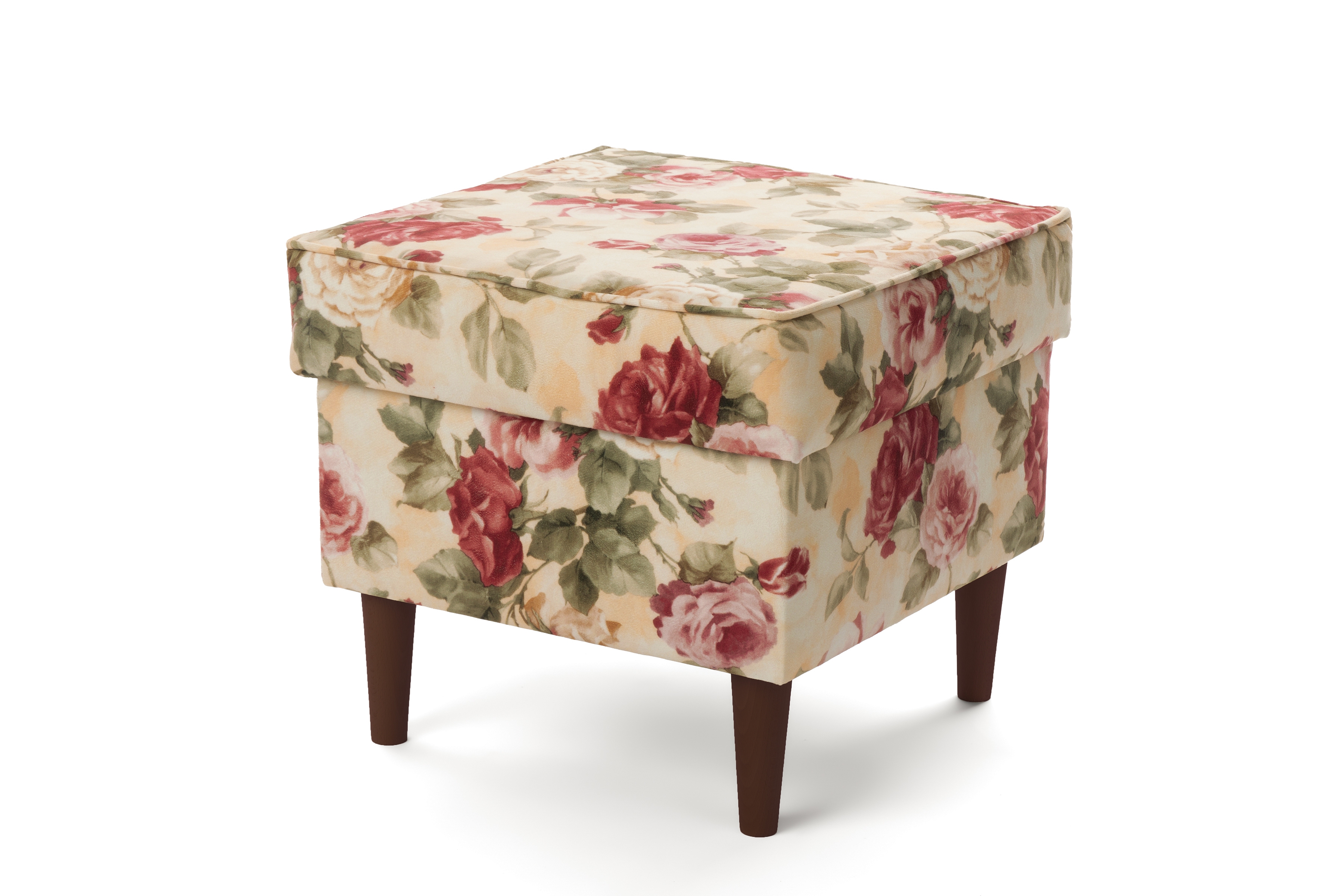 Podnožka křesla ušák Vilano - květinový vzor Coral WM 82 / nohy venge Podnožka do fotela Ušák Vilano - potahová látka drukowana w kwiaty Coral WM 82 / Nohy Venge