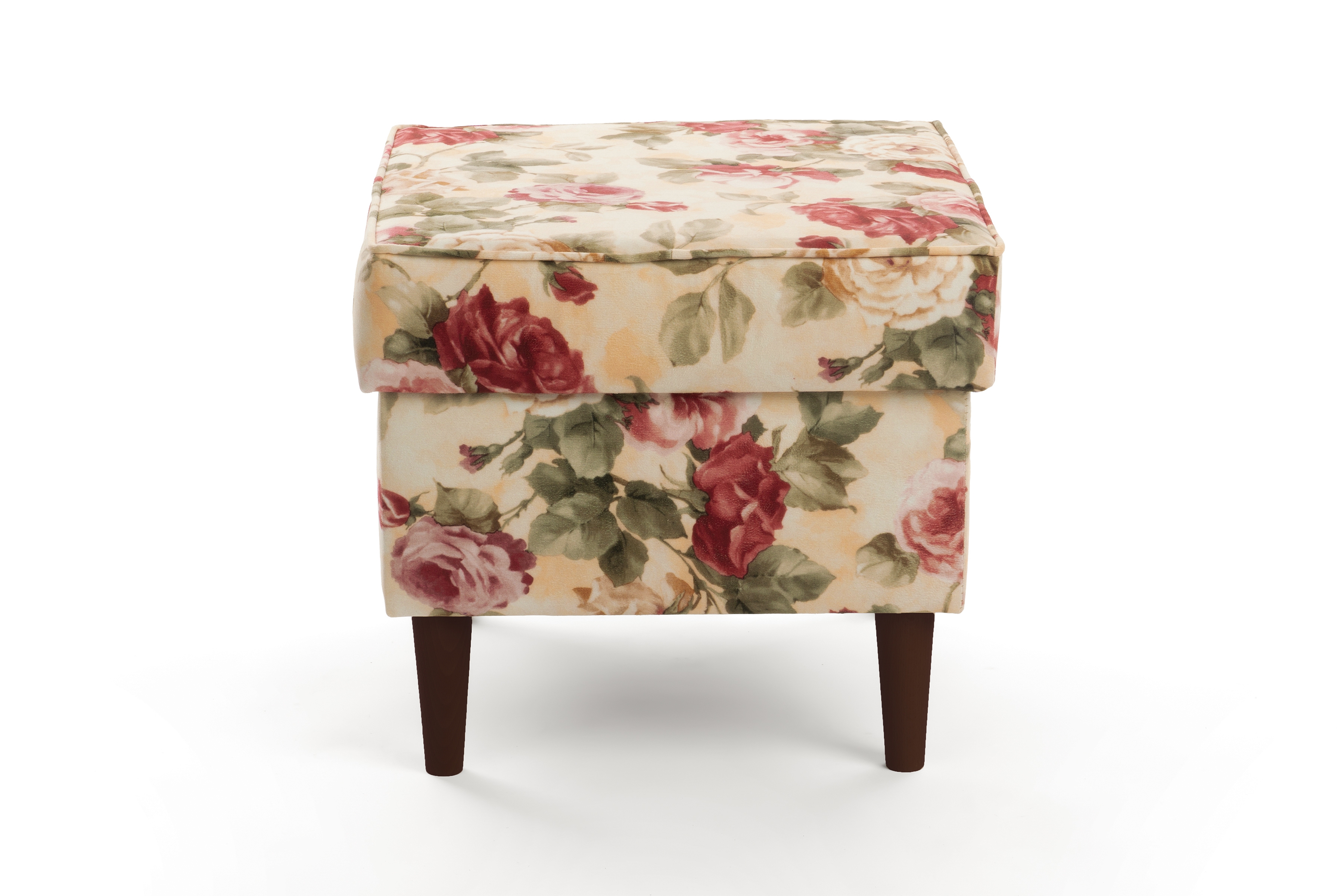 Podnožka křesla ušák Vilano - květinový vzor Coral WM 82 / nohy venge Podnožka do fotela Ušák Vilano - potahová látka drukowana w kwiaty Coral WM 82 / Nohy Venge