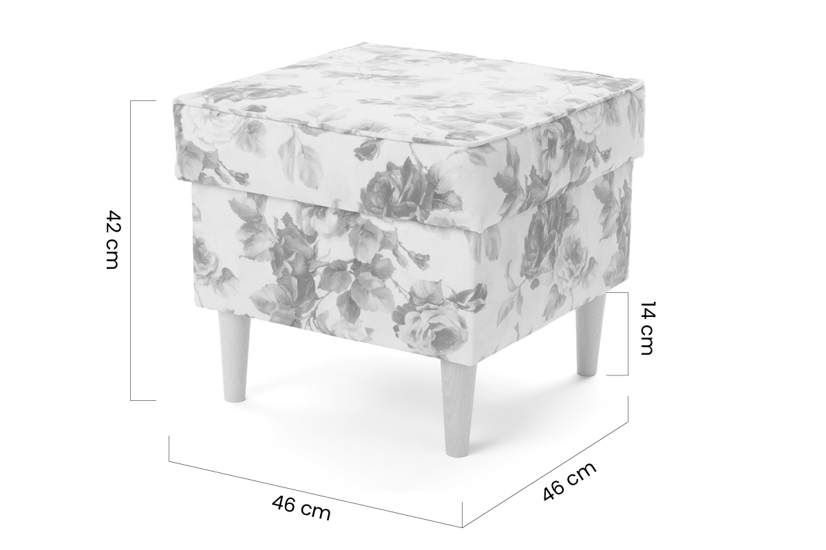 Podnožka Vilano - květinový vzor / přírodní nožky Podnožka do fotela Ušák Vilano - w kwiaty 