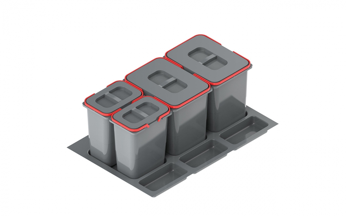 Odpadkový koš do skříňky DZS 8 - 2 7L + 2 15L  Úložný prostor na odpady dla Skříňky DZS 8 - 2 X Úložný prostor 7L + 2 X Úložný prostor 15L - Layman