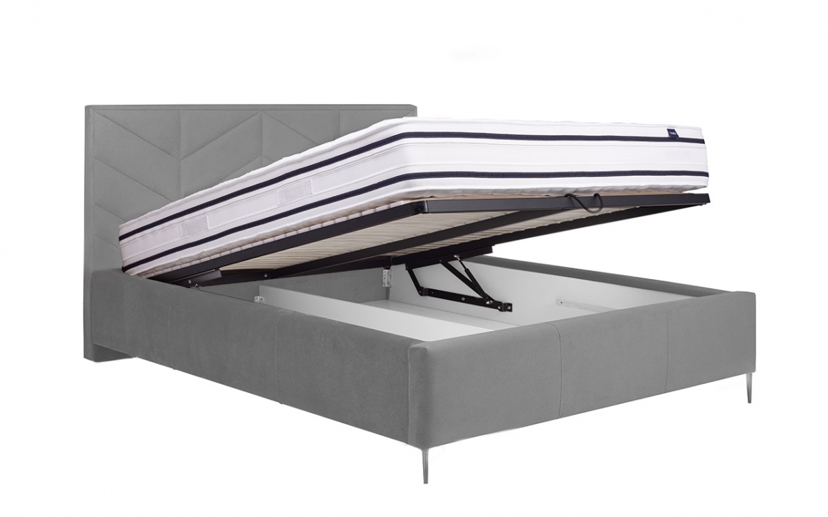 Čalouněná postel Lindi 140x200 s úložným prostorem - ocelové černé nožky postel čalouněné s úložným prostorem na posciel 