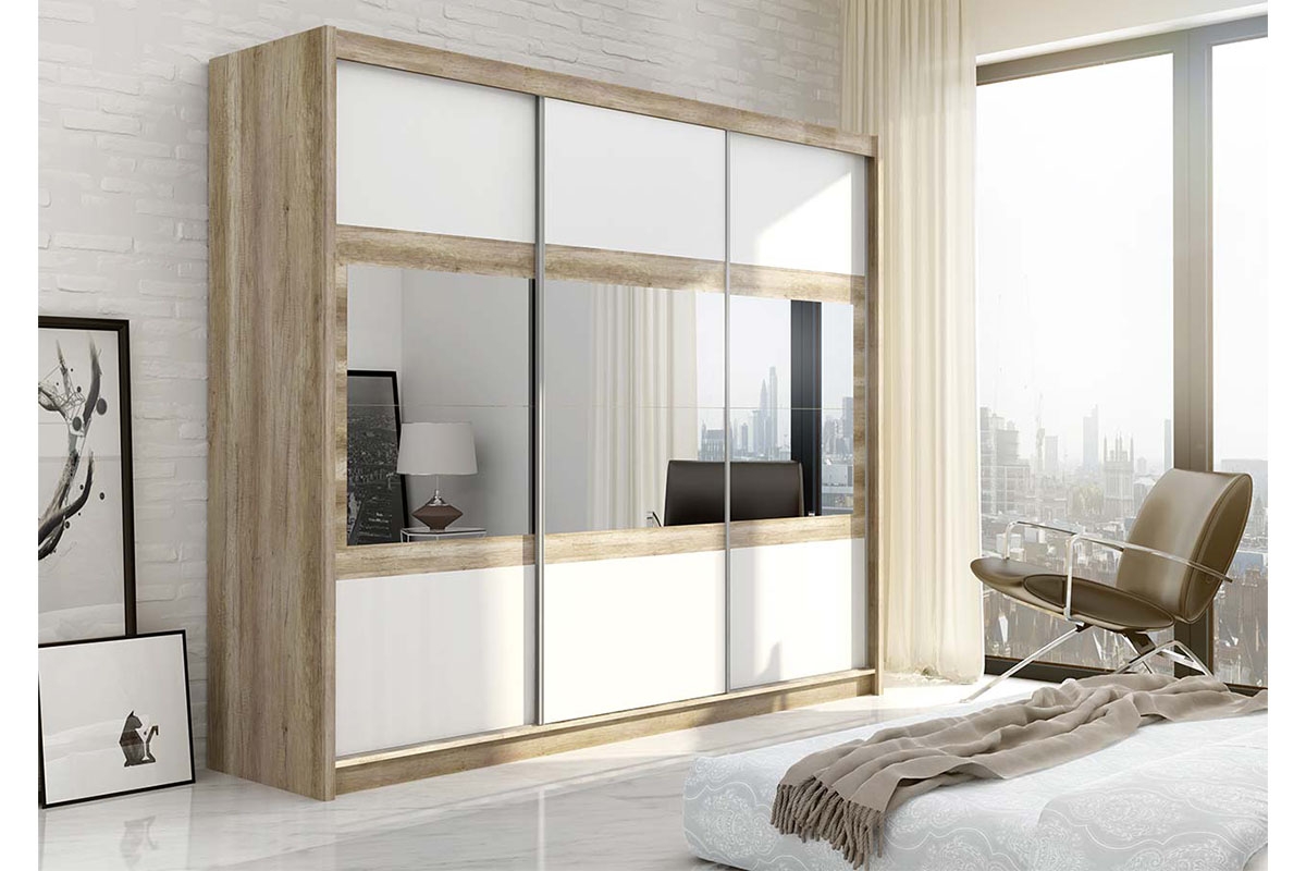 Skriňa Salwador 250 Country gray/Biely Skriňa Salwador vizualizácia