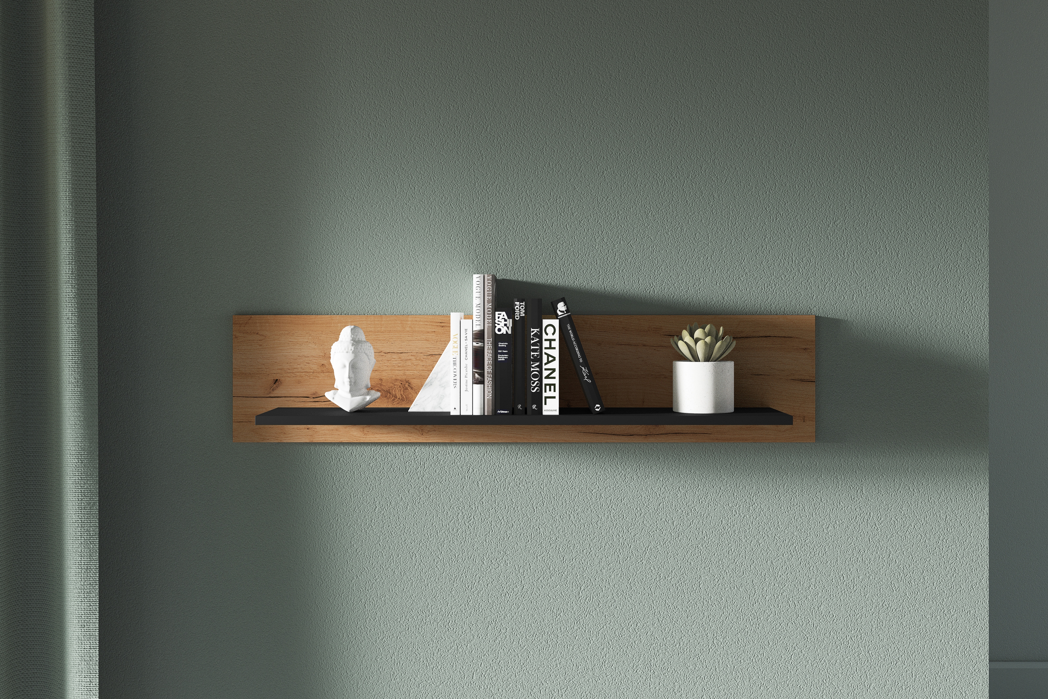 Nástěnná police Clawi 110 cm - dub craft zlatý / černá police Clawi 12 - 110 cm - dub craft zlatá / černá