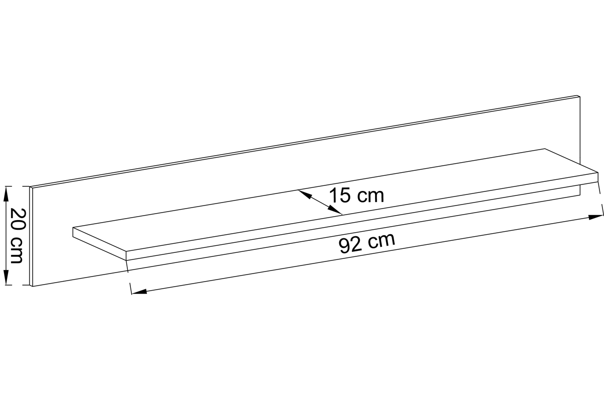 Polica na stenu Dorin 107 - biely lesk / Dub riviera Závesná polica Dorin 107 - biely lesk / dub riviera - rozmery