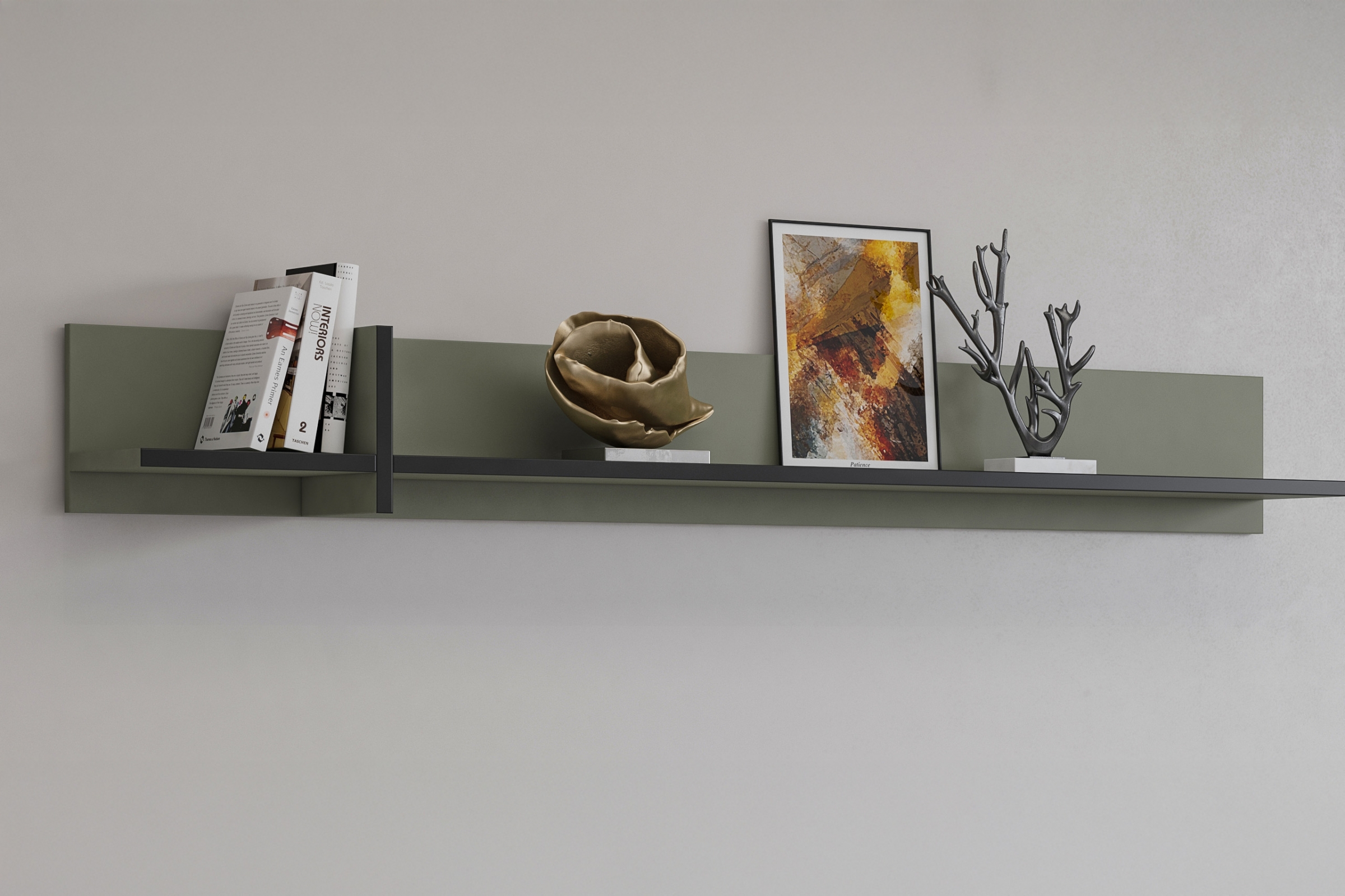 Závěsná police Gramon 180 cm - zelená / černá police Gramon 180 - zelená / černá