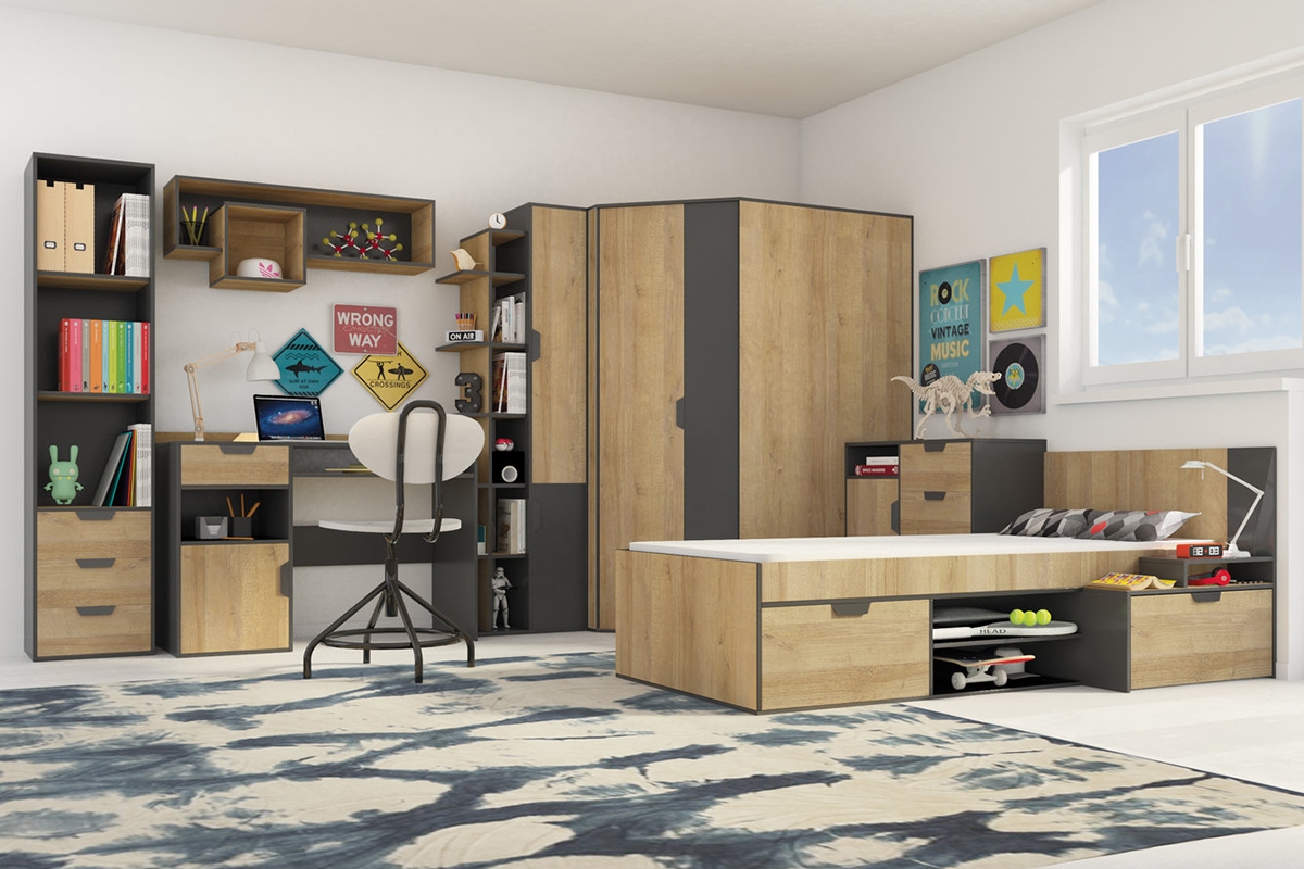 PolicaNano 11 - grafit / Dub riviera Nábytok pre mládež w farbe grafitu