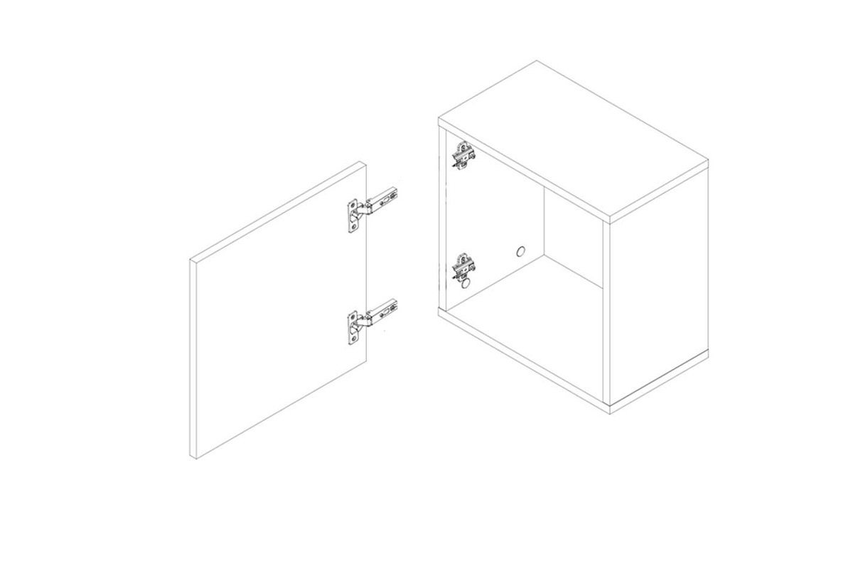 Polica na stenu s dvierkami Alaska AAP -2 biely lesk / biely mat Závesná polica Alaska AAP-2 - schéma