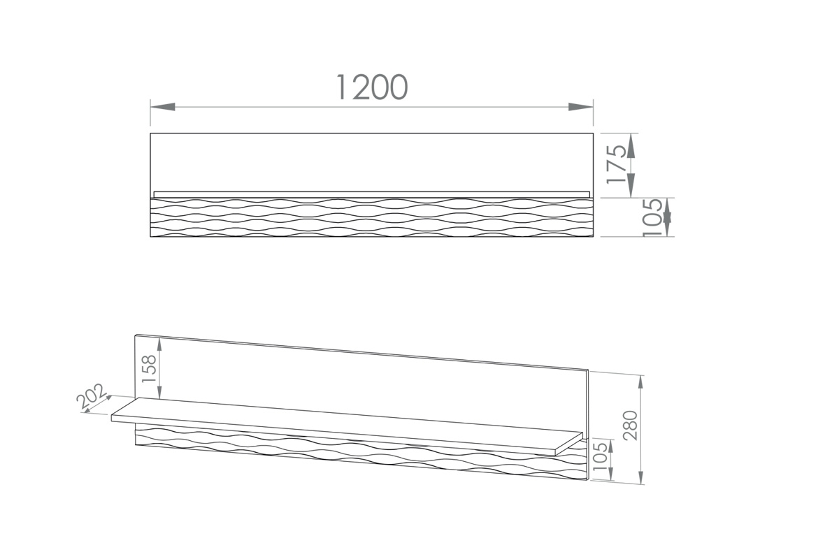 Polica závesná Toneza 12 Závesná polica Clermont 12