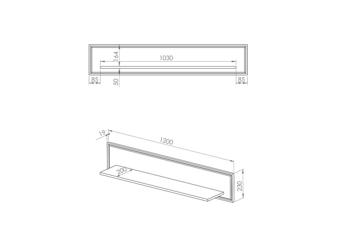 Nástěnná police Riomi 09 120 cm - bílá Police do obývacího pokoje