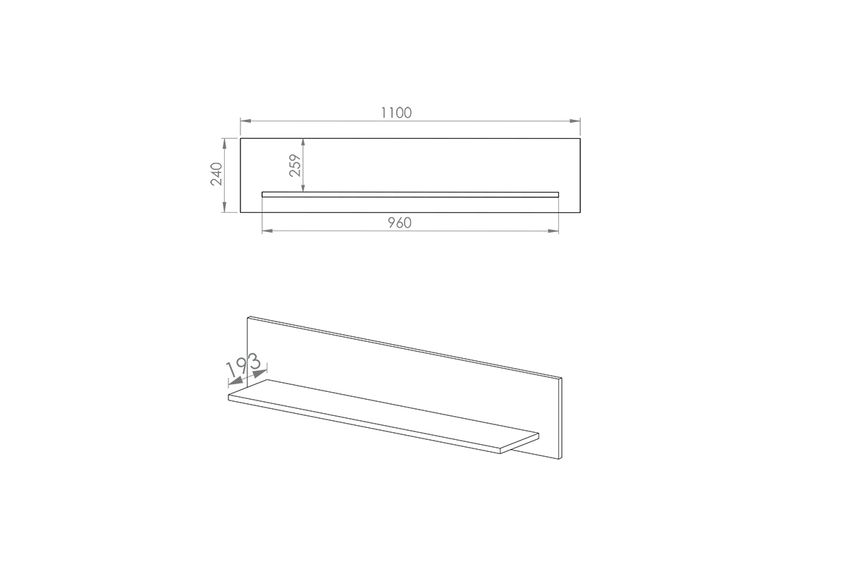 Závěsná police Klarso 22 110 cm - dub artisan Police na zavěšení