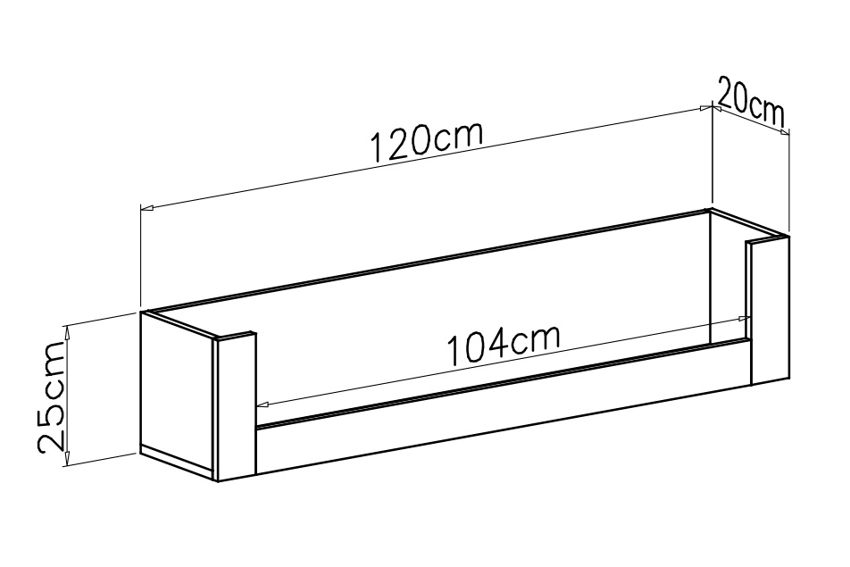 Závěsná police Bergen 120 cm - bílá police závěsná Ozoli 120 cm - bílá