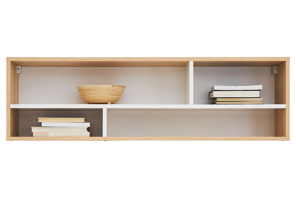 Polica na stenu Pixel 12 - dub piškótový/biela lux moderná závesná polica