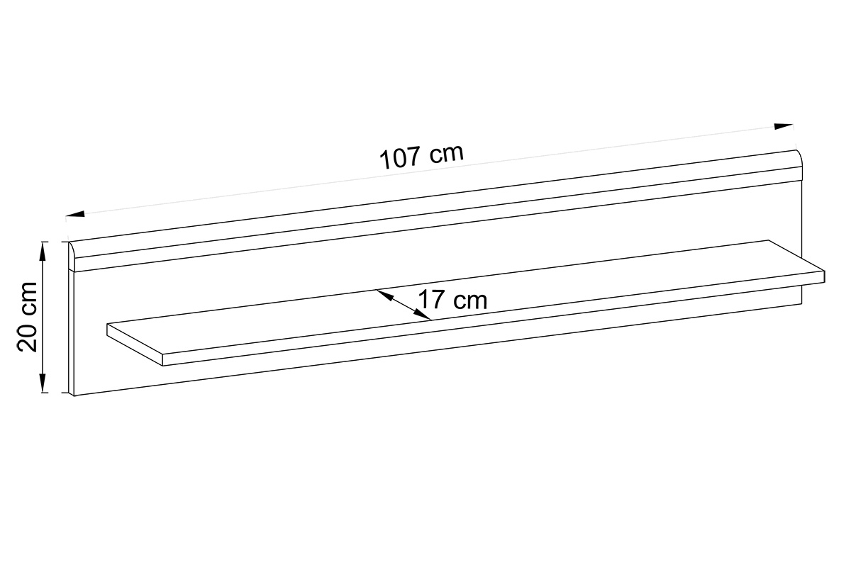 Nástěnná police Promi 107 cm - bílý mat / dub riviera Police závěsná Promi 107 - bílý mat / dub artisan