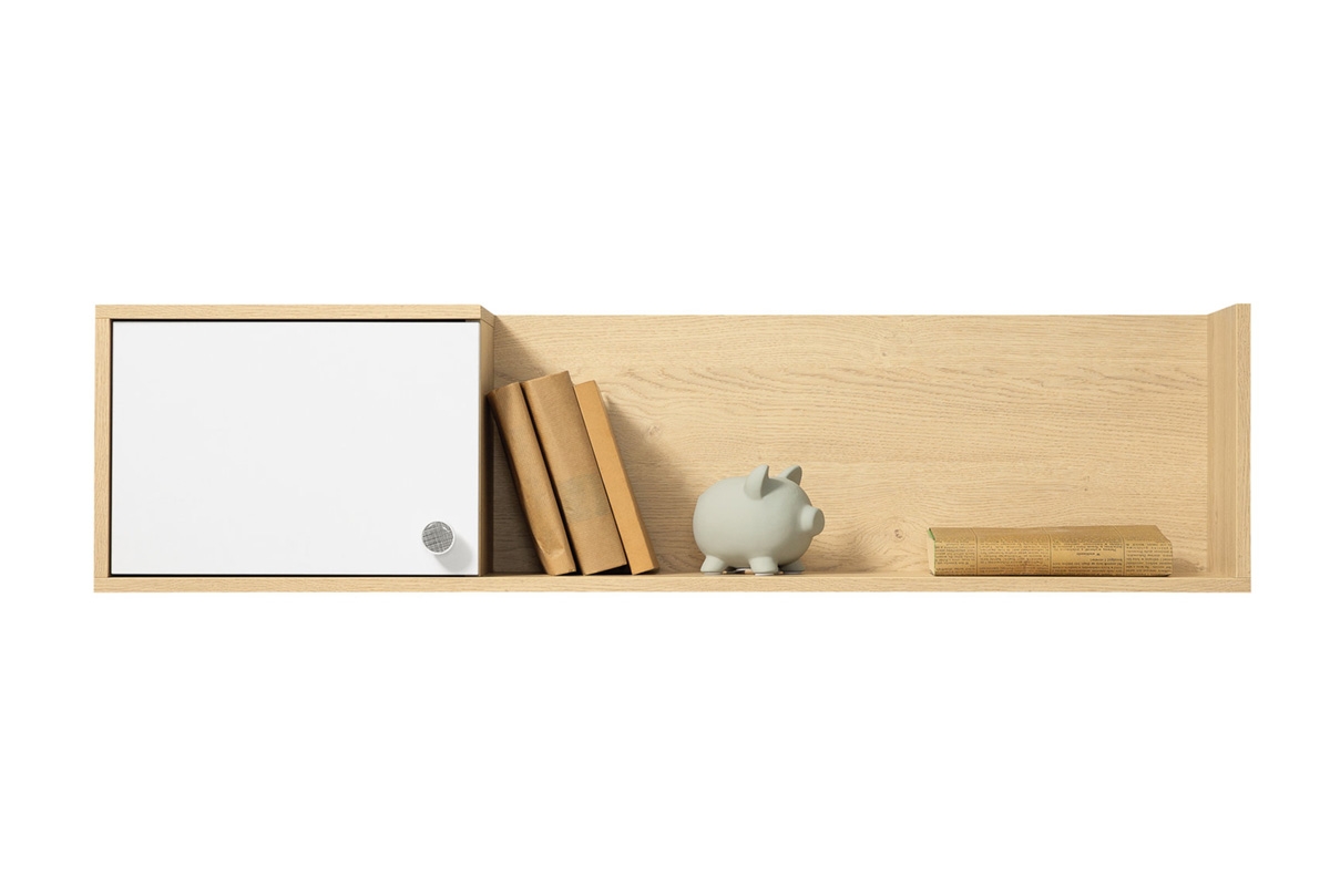 Závěsná police Step ST10 120 cm - dub piškotový / bílá / beton police závěsná Step ST10 120 cm pro pokoje mlodziezowego - dub biszkoptowy / bílá lux / beton