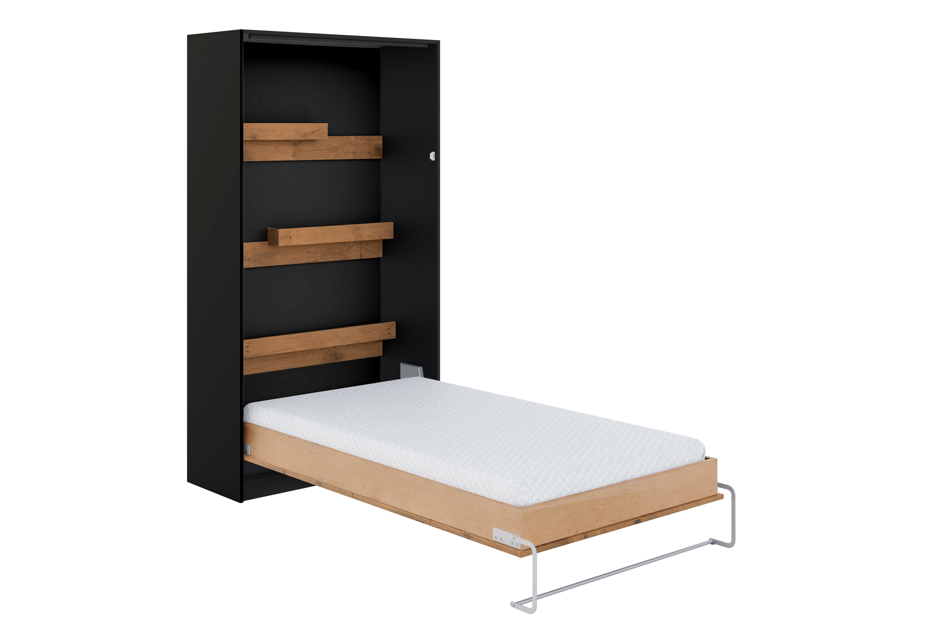 Sklápacia posteľ Basic vertikálna - 120x200 cm - čierna / dub lancelot Polkotapczan Basic 120x200 vertikálny - Čierny / Dub lancelot