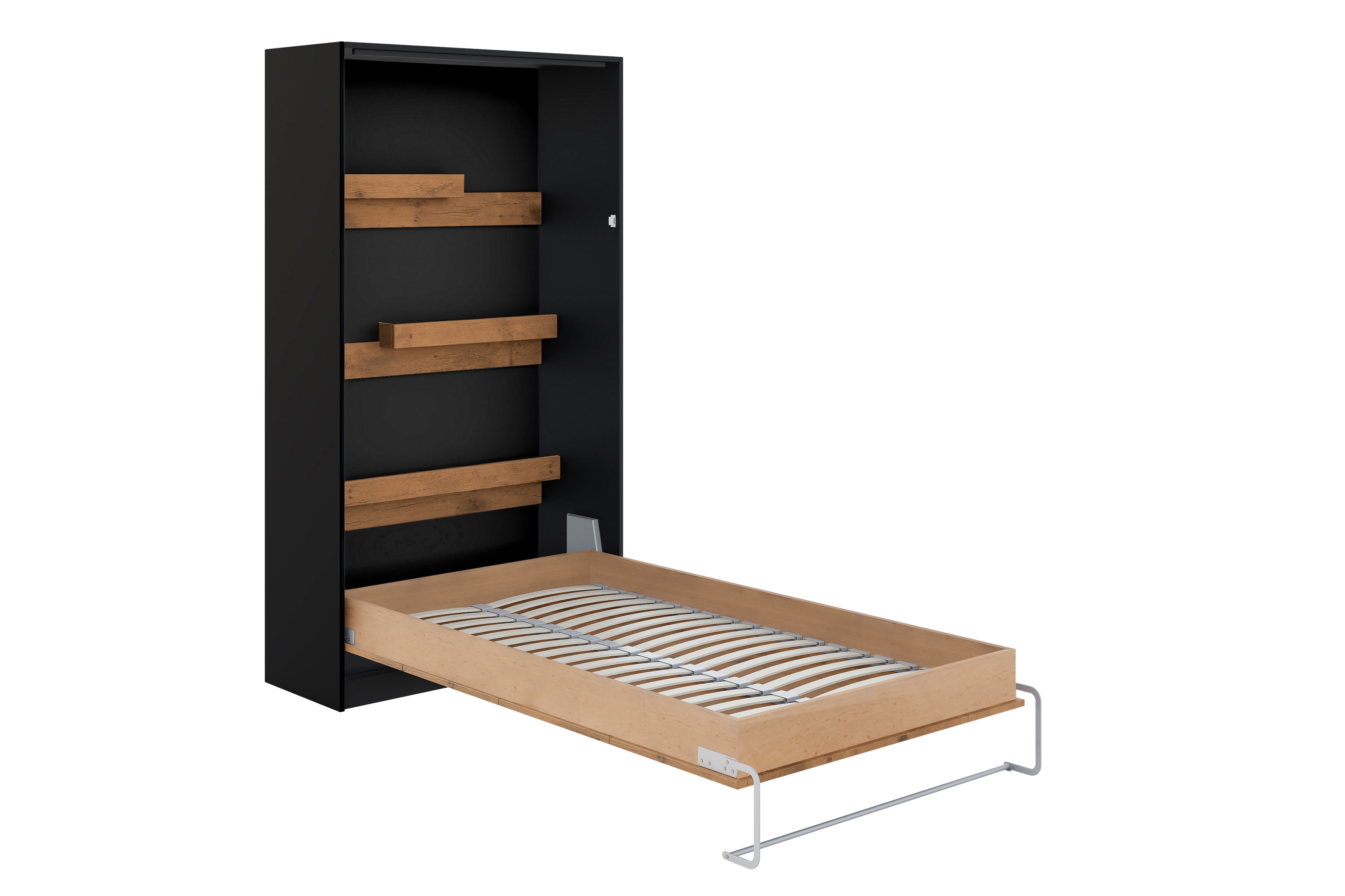 Sklápacia posteľ Basic vertikálna - 120x200 cm - čierna / dub lancelot Polkotapczan Basic 120x200 vertikálny - Čierny / Dub lancelot