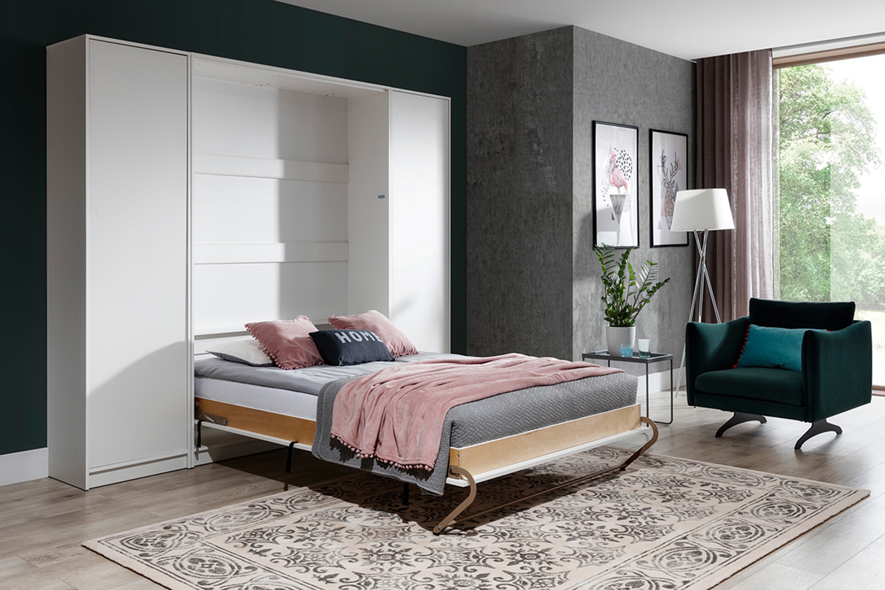 Sklápacia posteľ Basic vertikálna - 140x200 cm - biely lesk Polkotapczan Basic 140x200 vertikálny - biely lesk