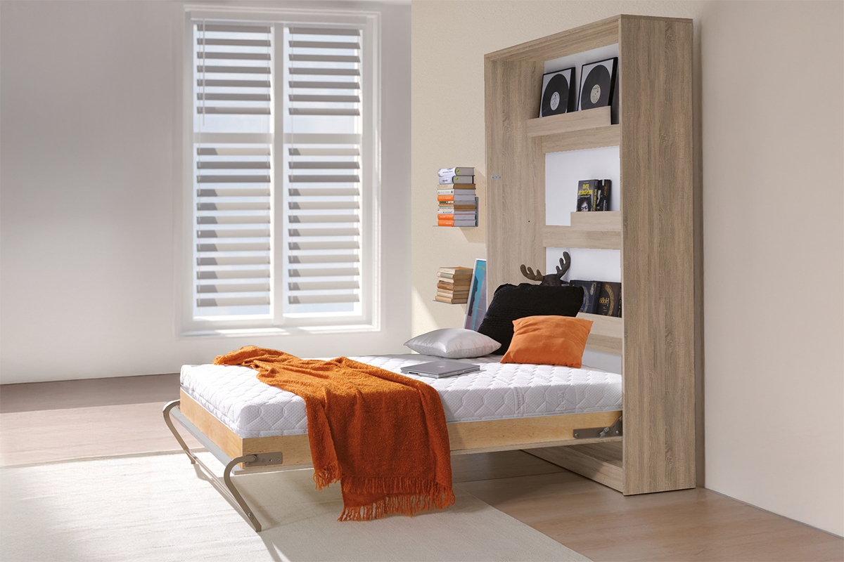 Sklápacia posteľ Basic vertikálna - 140x200 cm - svetlý dub sonoma Polkotapczan Basic 140x200 vertikálny - Dub svetlá sonoma