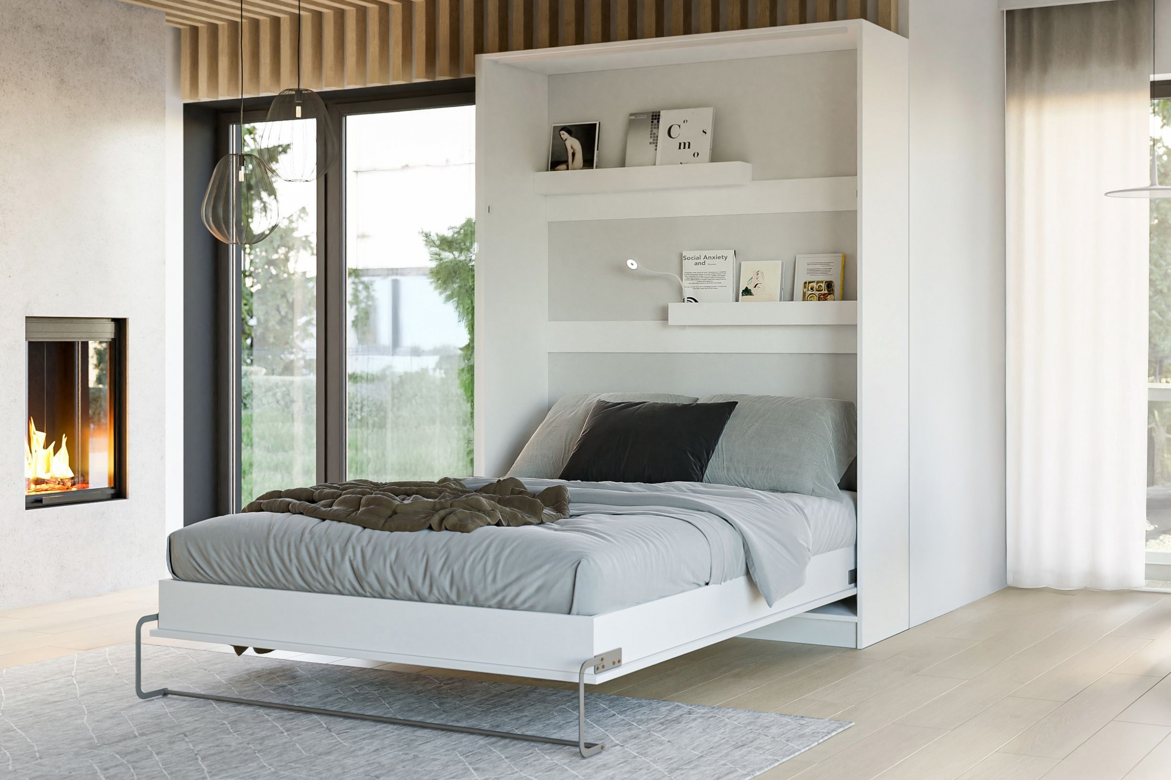 Vertikálna sklápacia posteľ Modern 160x200 cm - biely mat Polkotapczan Modern 160x200 vertikálny - biely mat