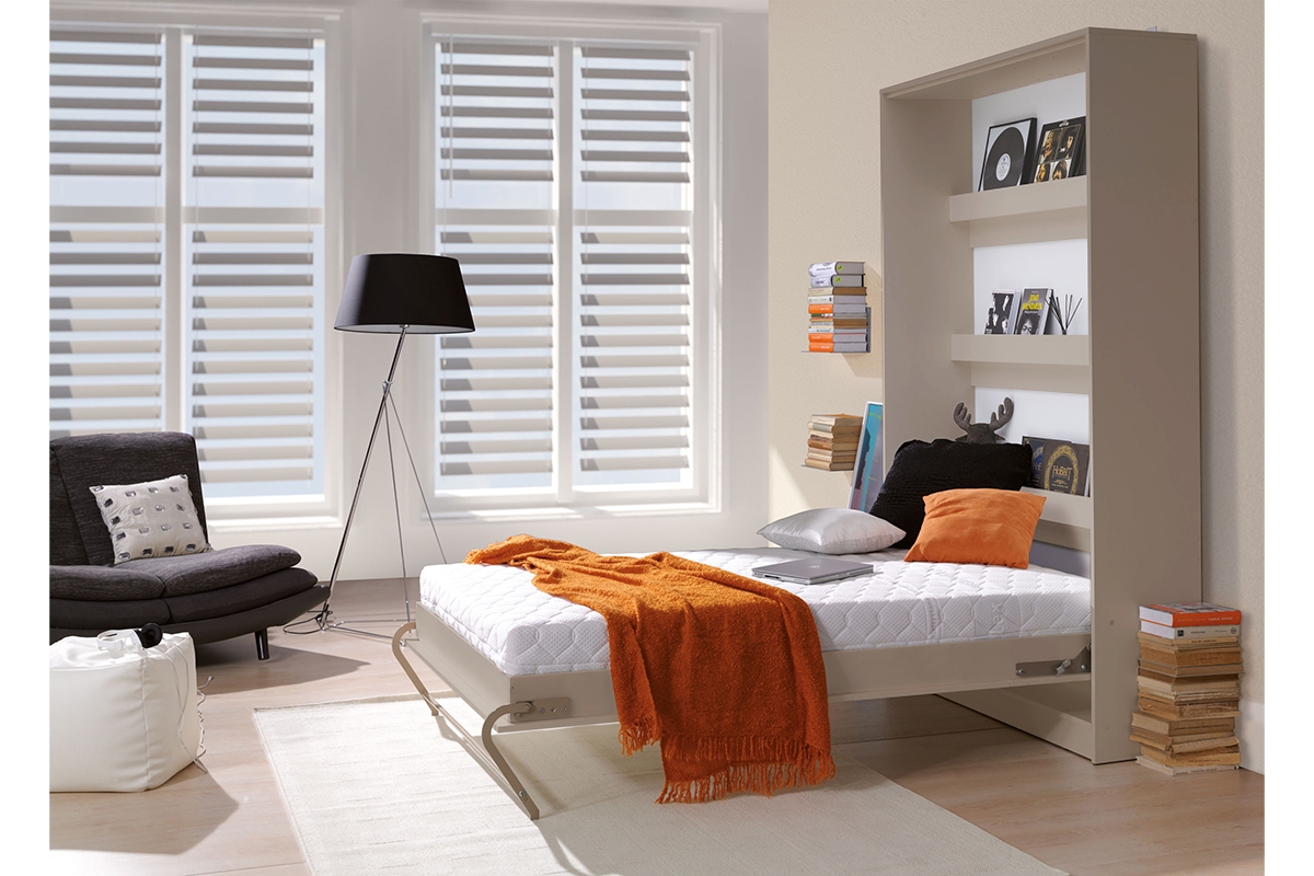 Sklápacia posteľ Basic vertikálna - 120x200 cm - congo / kašmírová Vertikálna sklápacia posteľ 120x200 New Elegance - congo - vizualizácia