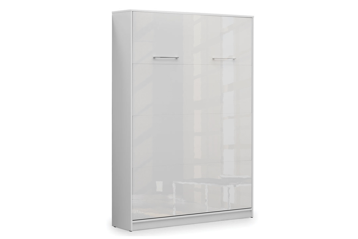 Sklápacia posteľ Basic vertikálna - 140x200 cm - biely lesk Vertikálna posteľná stena