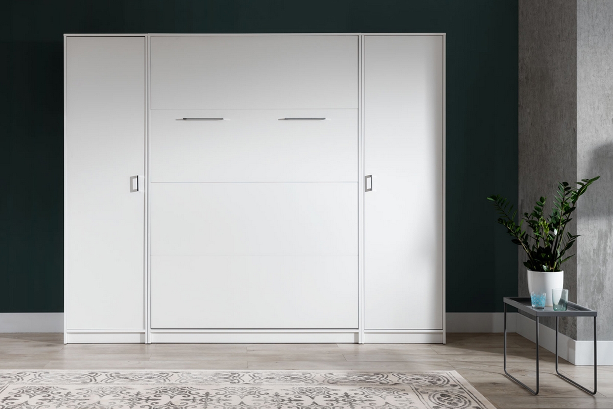 Sklápacia posteľ Basic vertikálna - 90x200 cm - biely lesk Vertikálna sklápacia posteľ 90x200 New Elegance - vizualizácia