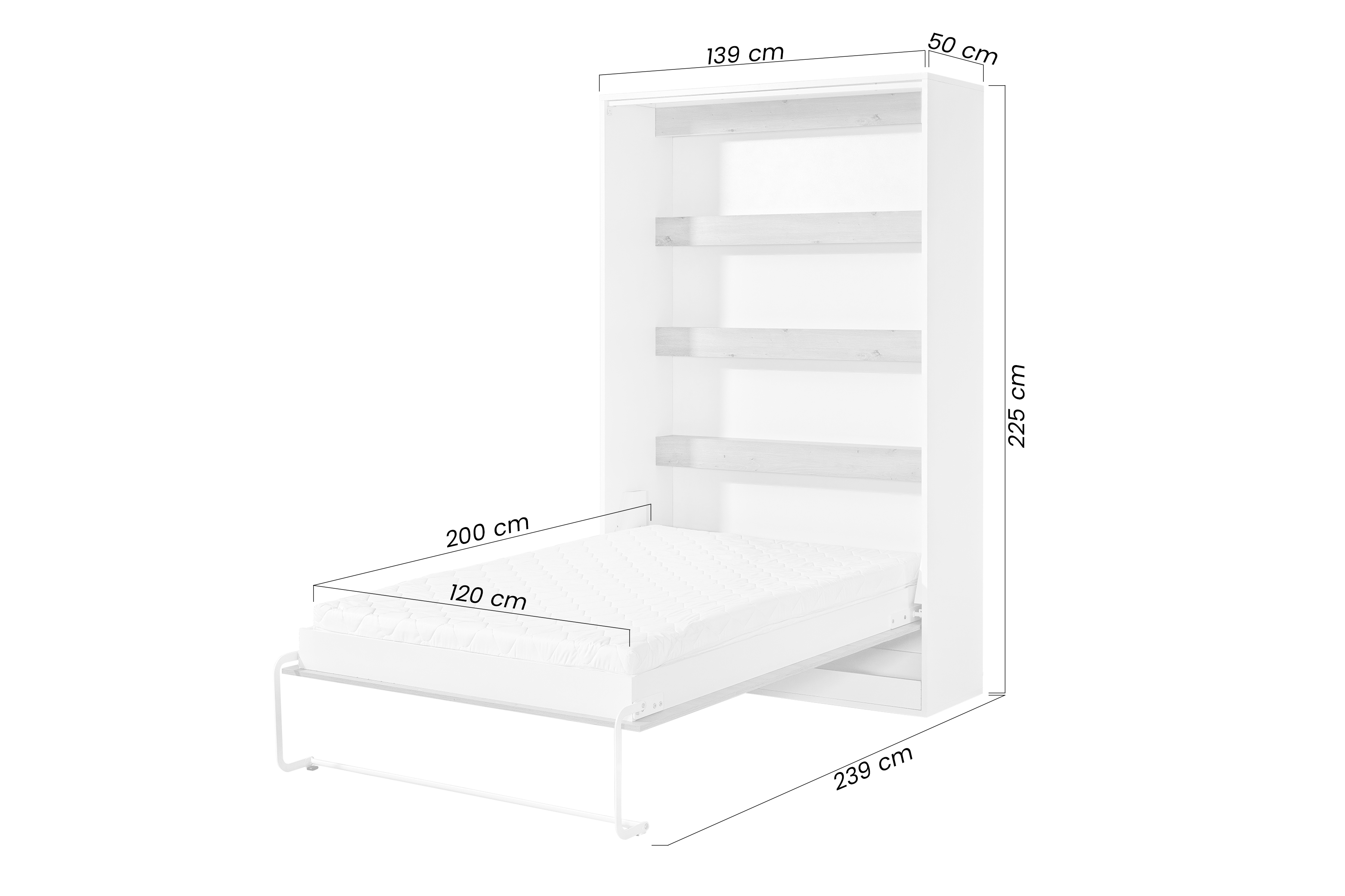 Sklápacia posteľ Lomaro V - 120x200 cm - biela / čierna úchytka Polkotapczan vertikálny Lomaro 120x200 - biela / čierny 