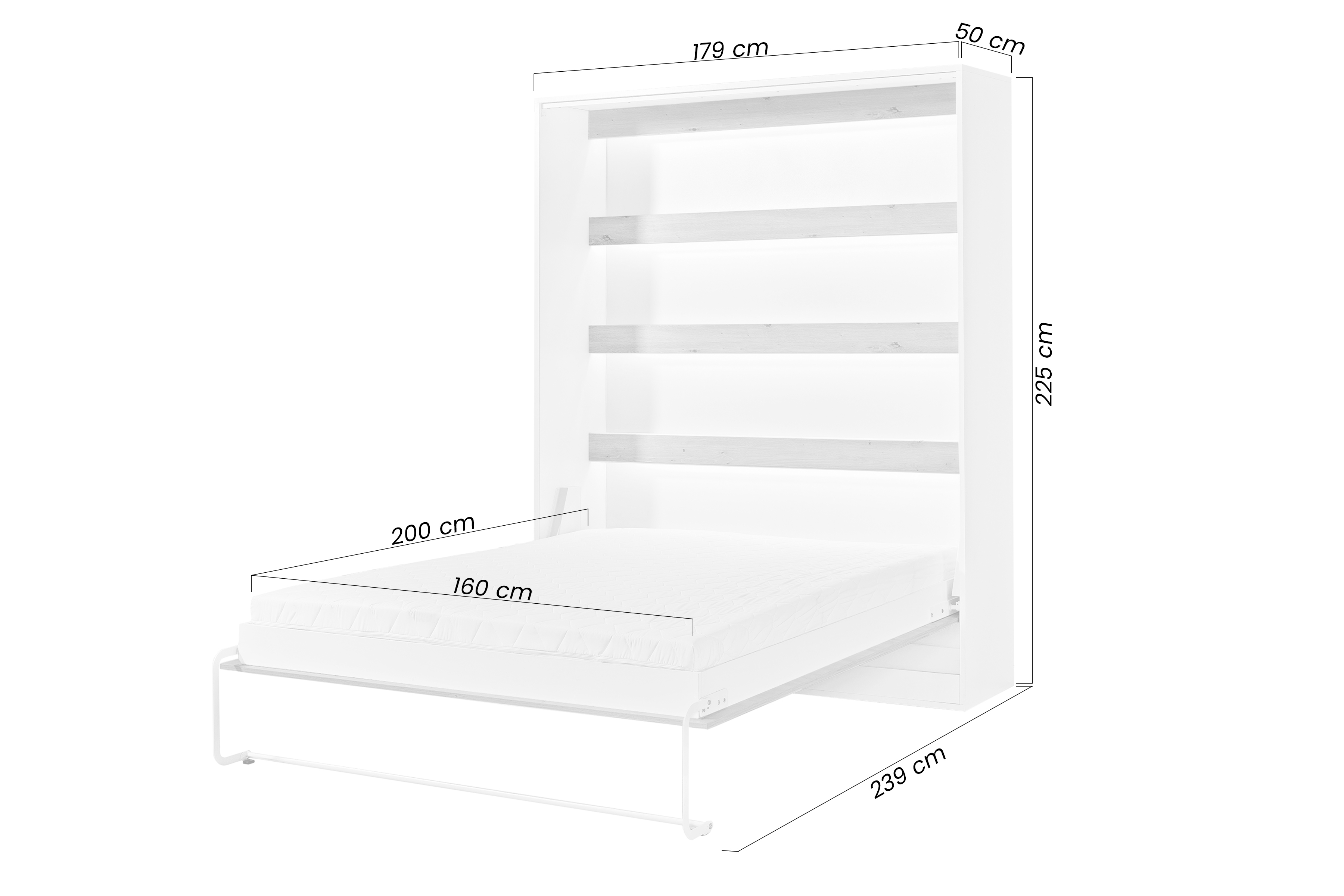 Sklápacia posteľ Lomaro V - 160x200 cm - biela / čierna úchytka Polkotapczan vertikálny Lomaro 160x200 - biela / čierny 