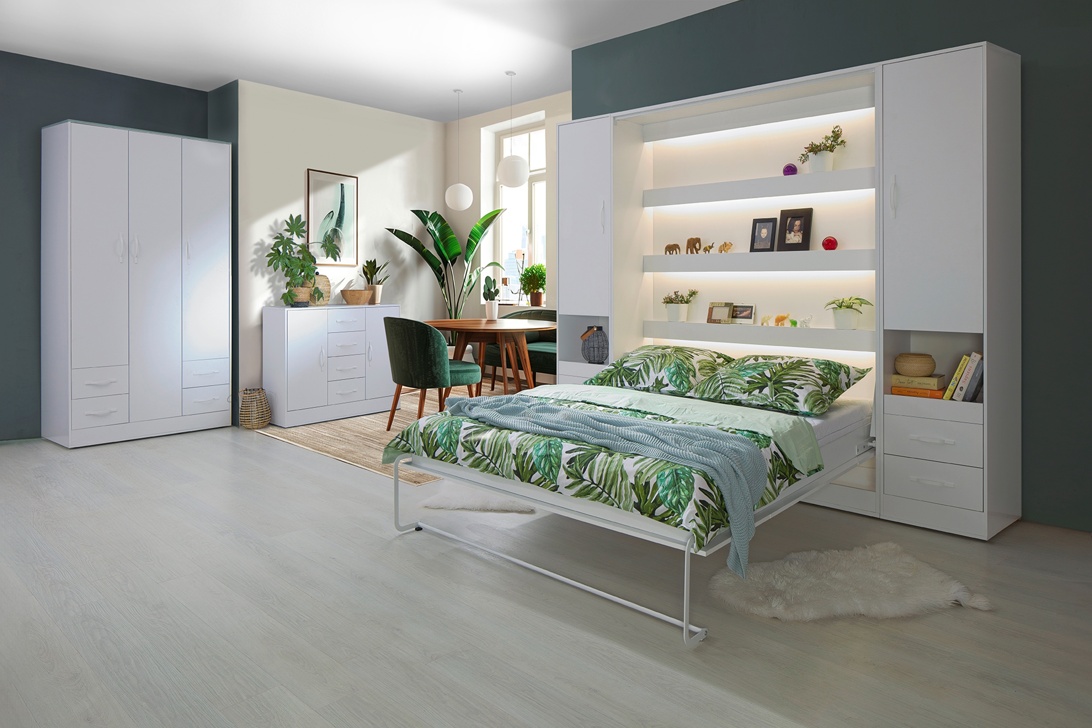 Sklápacia posteľ Lomaro V - 160x200 cm - biela Polkotapczan vertikálny Lomaro 160x200 - Biely / Úchytka Biely