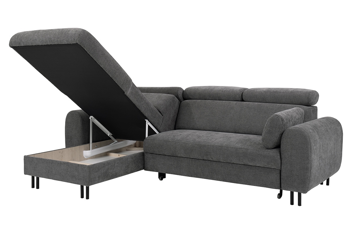 Rozkládací rohová sedací souprava Porto na kovových nožkách Rohová sedací souprava s funkcí spaní Porto na kovové podstavě  - Úložný prostor