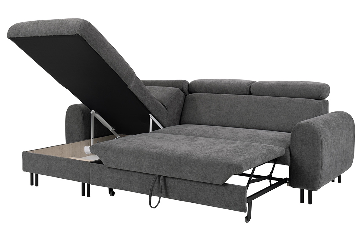 Rozkládací rohová sedací souprava Porto na kovových nožkách Rohová sedací souprava s funkcí spaní Porto na kovové podstavě  - funkce rozkladania i Vnitřní úložný prostor