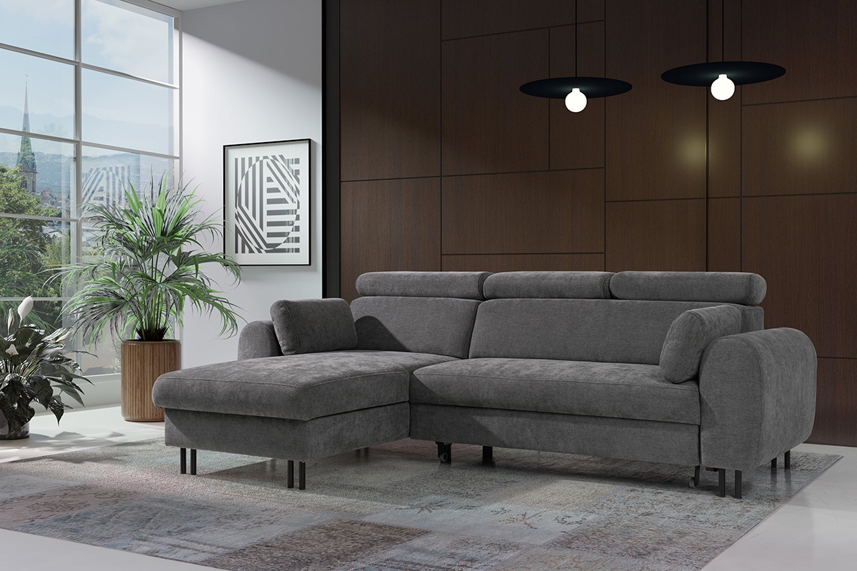 Rozkládací rohová sedací souprava Porto na kovových nožkách Rohová sedací souprava s funkcí spaní Porto na kovové podstavě - aranzacja