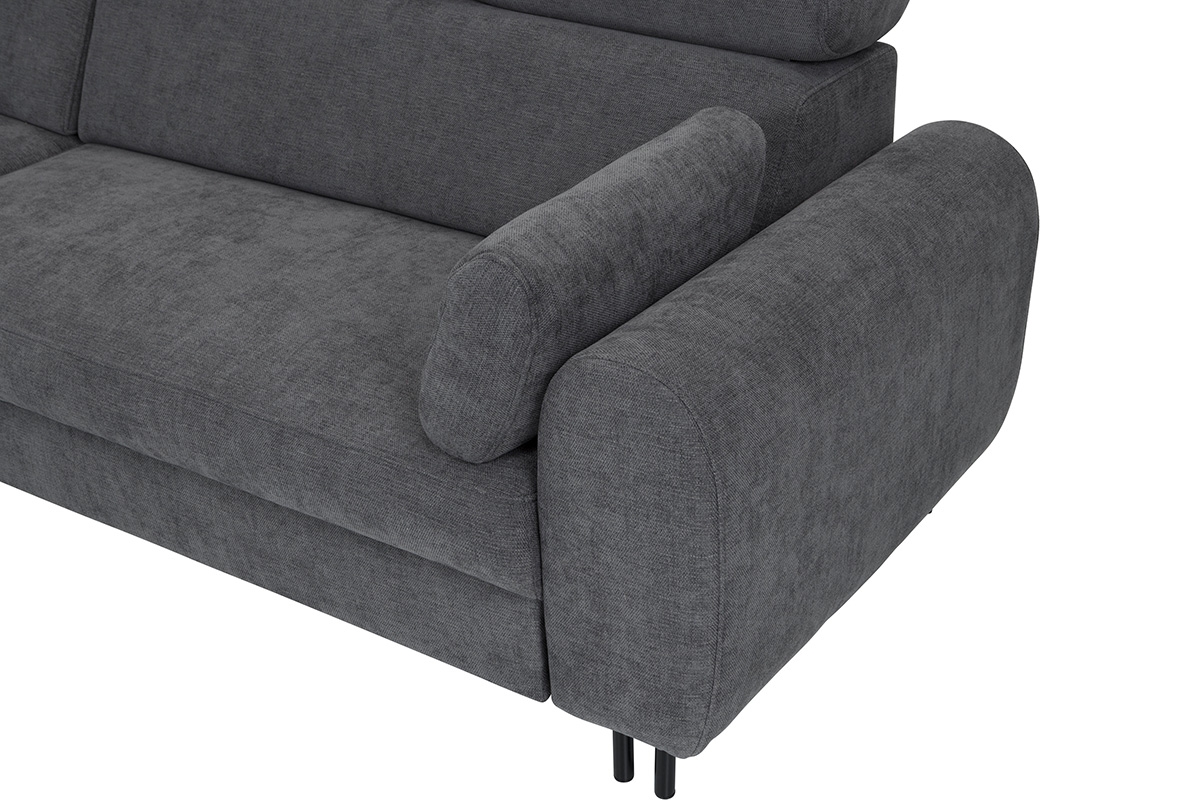 Rozkládací rohová sedací souprava Porto na kovových nožkách Rohová sedací souprava s funkcí spaní Porto na kovové podstavě - zaokraglone Boky