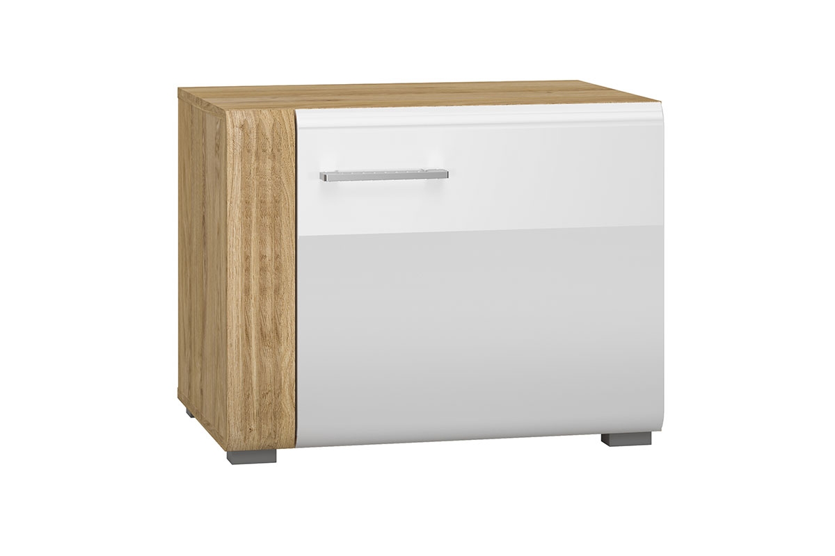 Skříňka Adagio 08 jednodveřová s ryhovaným dekorem - dub castello / bílý lesk mala Skříňka 