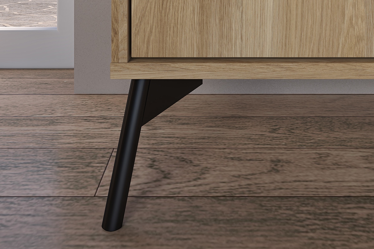 Vitrína Verlin 03 s osvetlením LED 90 cm - Dub castello / Čierny Vitrína štvordverová Agis 03 . - Dub castello / Čierny - moderné nozki