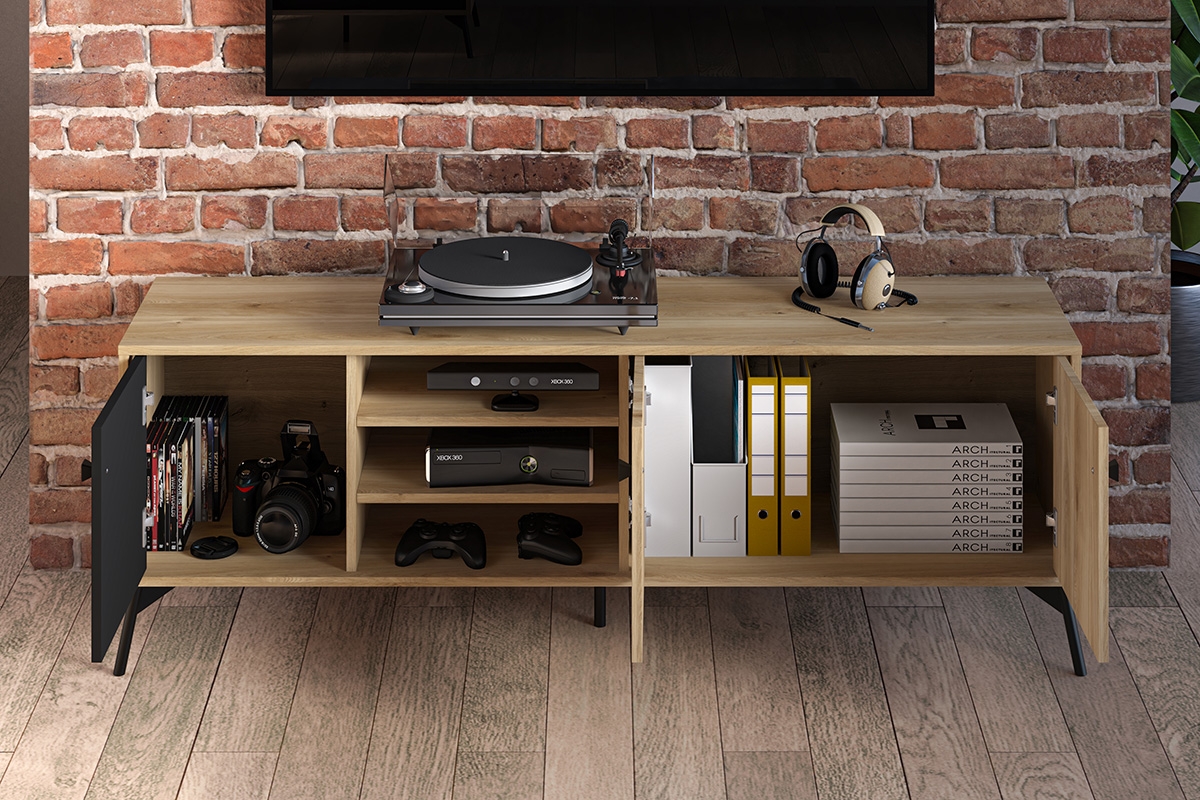 TV stolek Verlin 06 160 cm - dub castello / černá Skříňka pro obývacího pokoje