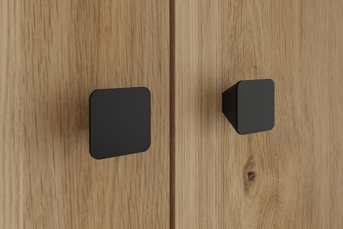 TV stolek Verlin 06 160 cm - dub castello / černá TV skříňka Agis 06 na kovové podstavě - Dub castello / Černý - Úchytky