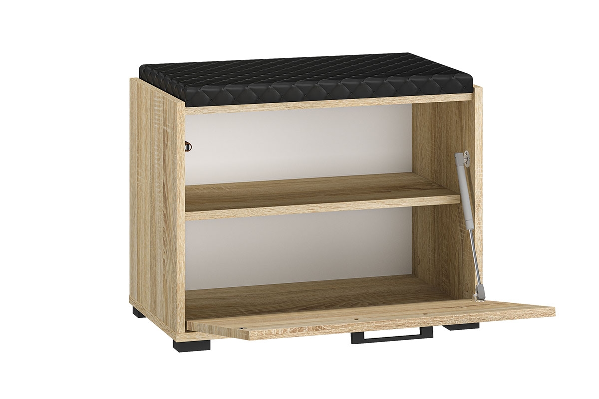 Skrinka na topánky Migoz 01 s výklopnými dvierkami a čalúneným sedákom - svetlá sonoma Skrinka na butu