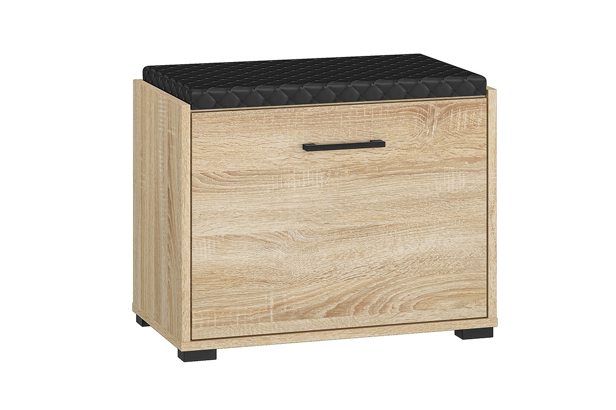 Skrinka na topánky Migoz 01 s výklopnými dvierkami a čalúneným sedákom - svetlá sonoma drevená Nábytok do predsienie