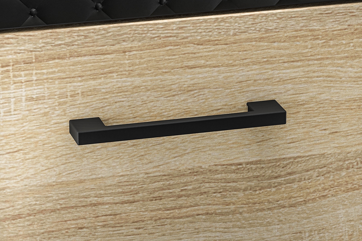 Skrinka na topánky Migoz 01 s výklopnými dvierkami a čalúneným sedákom - svetlá sonoma Čierny Úchytka .