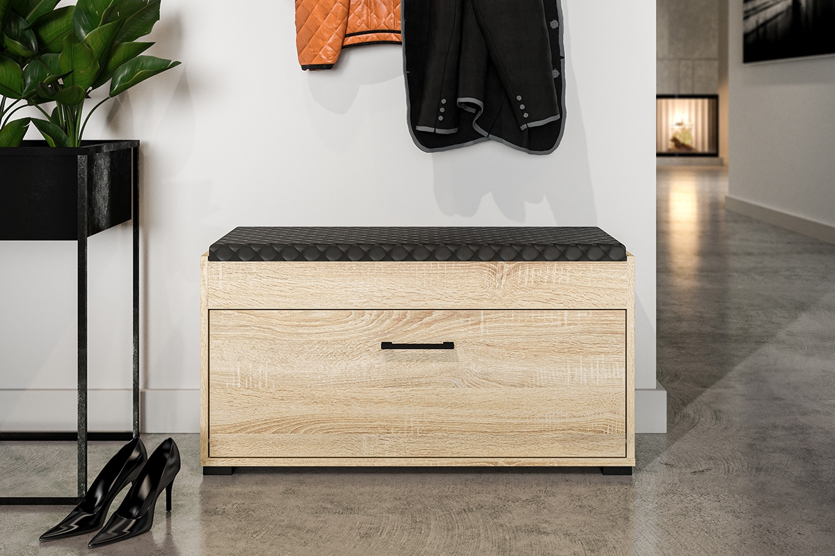 Skrinka na topánky Migoz 05 s výklopnými dvierkami a zdvíhacím sedákom - svetlá sonoma Skrinka do predsienie