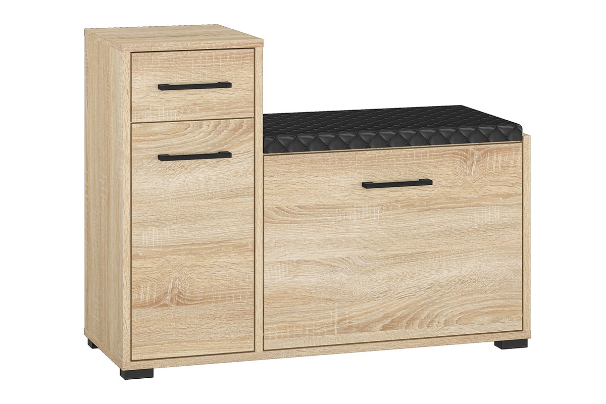 Dvojdverová skrinka na topánky Migoz 06 so zásuvkou a čalúneným sedákom - svetlá sonoma Skrinka do predsienie