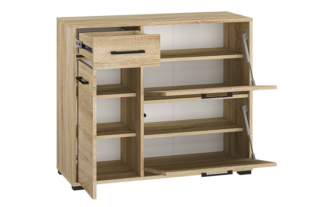 Skrinka na topánky Migoz 08 trojdverová so zásuvkou - svetlá sonoma Komoda na topánky