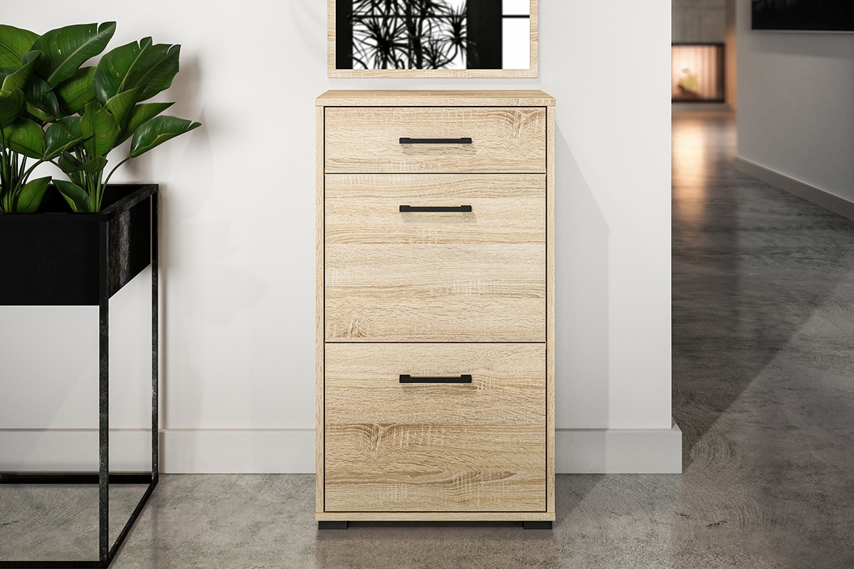 Botník Migoz 50 cm s výklopnými dvířky a zásuvkou - dub sonoma světlý úzká Skříňka na boty